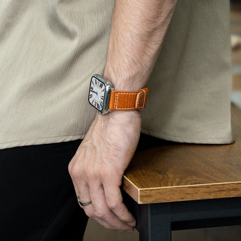 Apple Watch каишка от естествена кожа, съвместима с Apple Watch, закопчаване с щифт, персонализируемо лого, тегло около 15,5 g