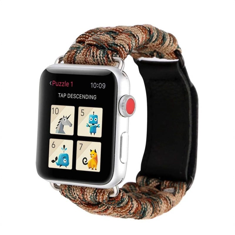 Paracord Velcro rihm Apple Watch SE ja Series 4–7 – välistingimustes sportimiseks
