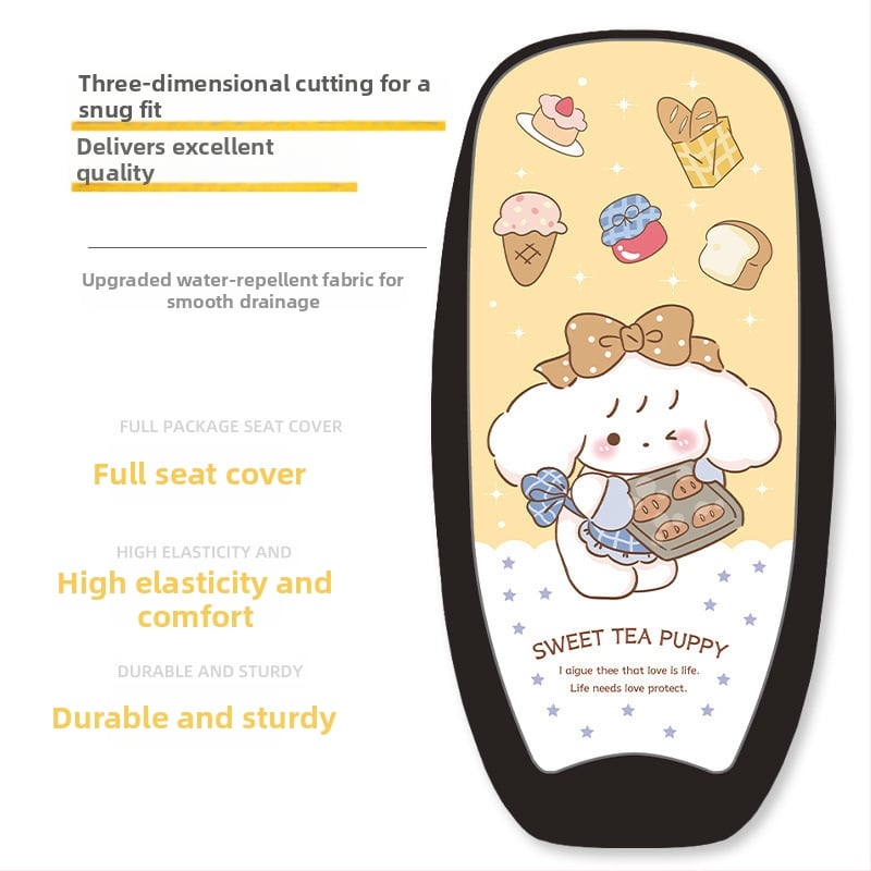 Elektrisõiduki istmepadja kate; siidist kangas; puuvillane täide; suve kasutamiseks; kohandusi pole.