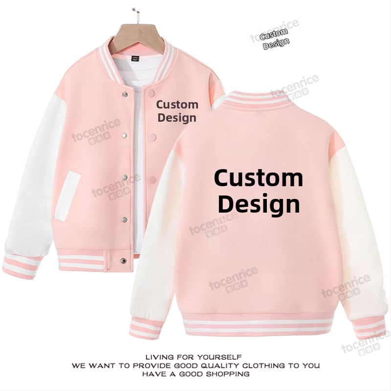 Bērnu jaka skolēniem ar logotipa drukāšanu - kardigan-stila, garās piedurknes, apaļš kakls, pavasaris/rudens