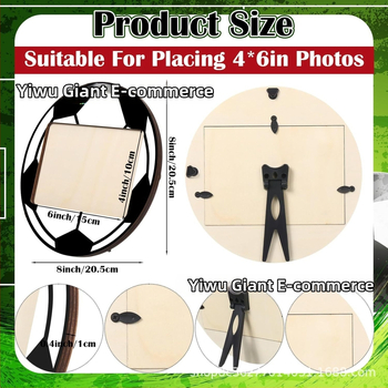 Medinis kamuolio formos foto rėmelis sporto temai, stalinis demonstravimas, spausdinimas, animacinio stiliaus, asmeninė dovana.