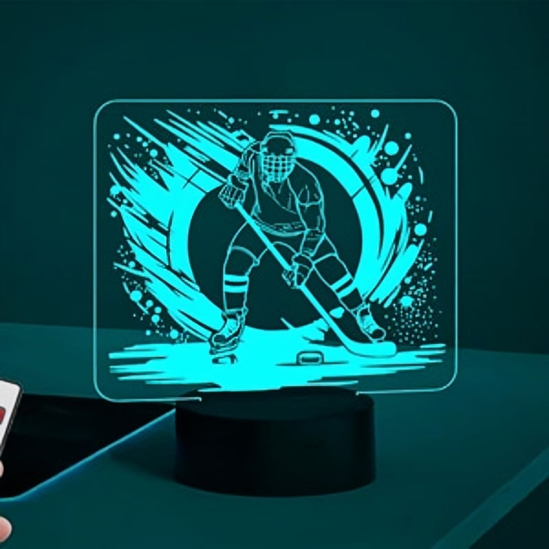 Lumină de noapte 3D în formă de disc de hochei, alimentare USB, control tactil, abajur din acrilic
