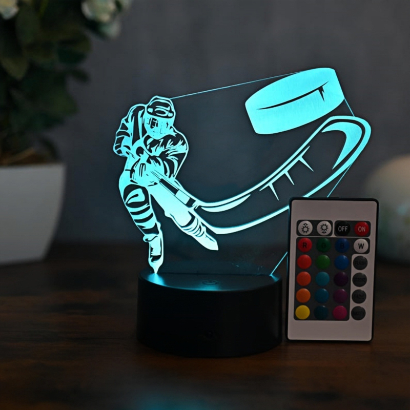 Lumină de noapte 3D în formă de disc de hochei, alimentare USB, control tactil, abajur din acrilic