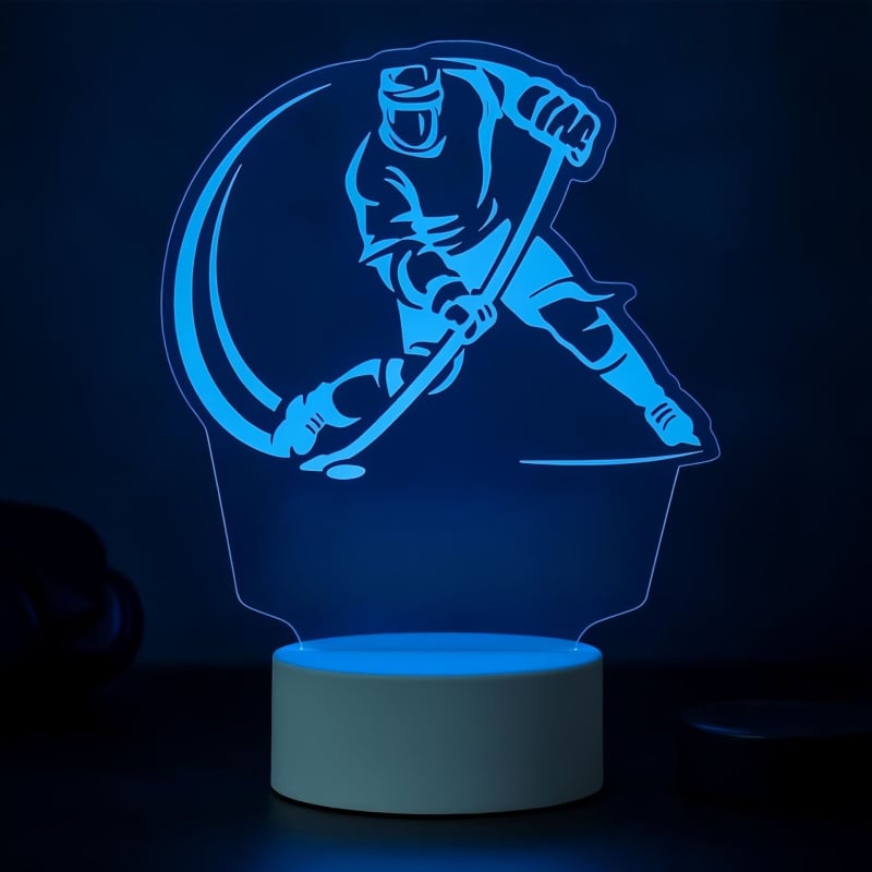 Lumină de noapte 3D în formă de disc de hochei, alimentare USB, control tactil, abajur din acrilic