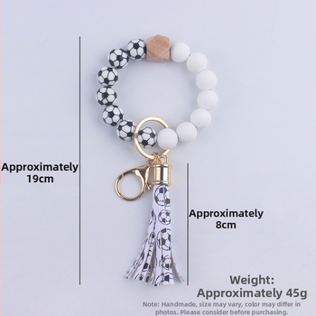 Apyrankė-raktas su silikono karoliukais futbolo kamuoliuko formos ir PU odos kutais – DIY moterims