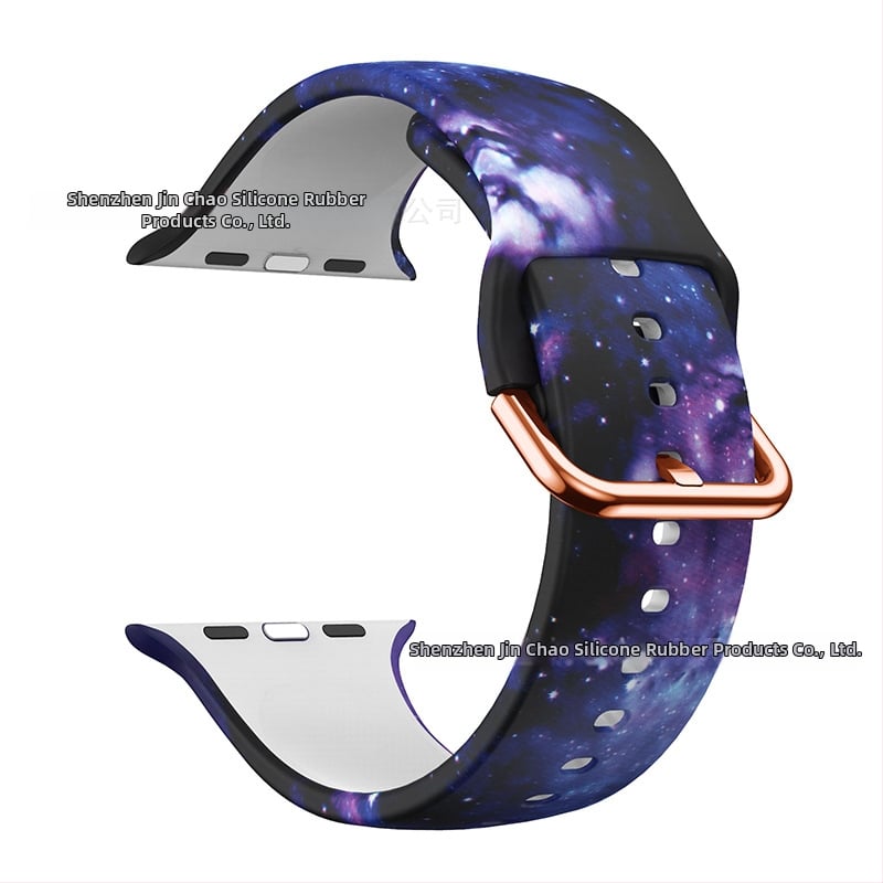 Силиконова каишка за Apple Watch — съвместима с Apple Watch, материал силикон, закопчаване с пин, тегло около 20 г, пусната през 2019 г.