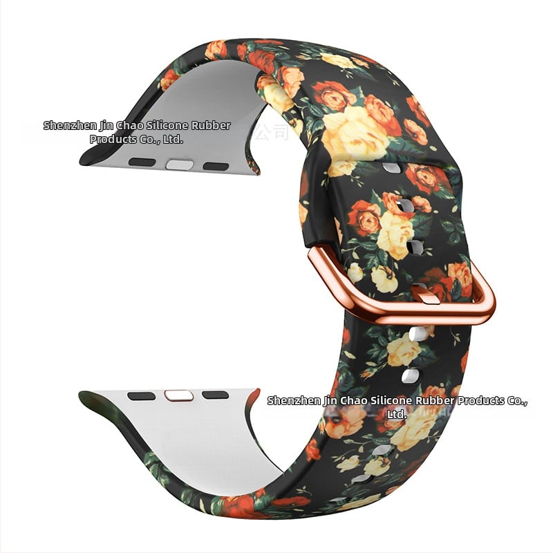 Силиконова каишка за Apple Watch — съвместима с Apple Watch, материал силикон, закопчаване с пин, тегло около 20 г, пусната през 2019 г.