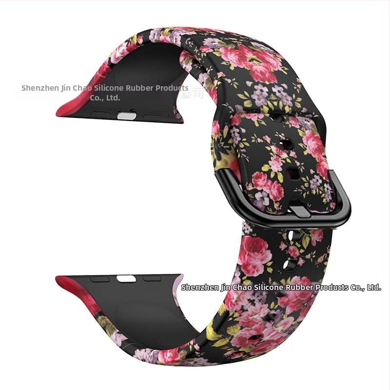 Силиконова каишка за Apple Watch — съвместима с Apple Watch, материал силикон, закопчаване с пин, тегло около 20 г, пусната през 2019 г.