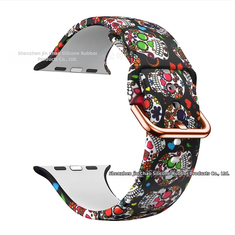 Силиконова каишка за Apple Watch — съвместима с Apple Watch, материал силикон, закопчаване с пин, тегло около 20 г, пусната през 2019 г.