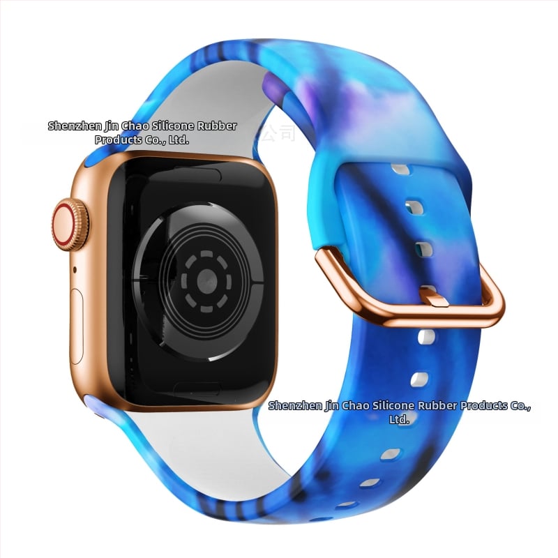 Силиконова каишка за Apple Watch — съвместима с Apple Watch, материал силикон, закопчаване с пин, тегло около 20 г, пусната през 2019 г.
