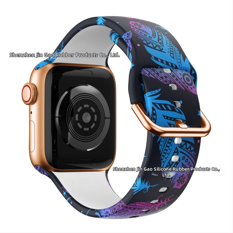 Силиконова каишка за Apple Watch — съвместима с Apple Watch, материал силикон, закопчаване с пин, тегло около 20 г, пусната през 2019 г.