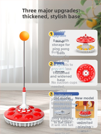 Piektās paaudzes galda tenisa trenētājs mājas lietošanai ar piesūcekni un elastīgu mīkstu vārpstu; SWAY zīmols; PP materiāls; logotipa drukāšana; pielāgošana; piemērots fitnesam, tenisam un citām bumbu spēlēm