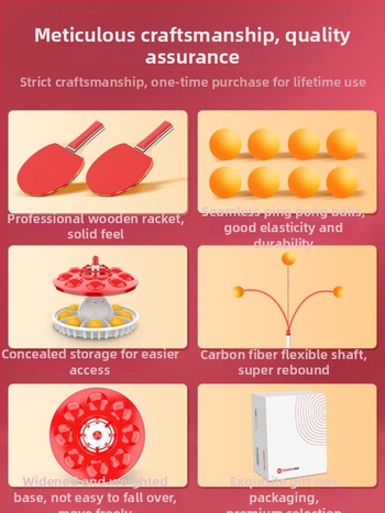 Piektās paaudzes galda tenisa trenētājs mājas lietošanai ar piesūcekni un elastīgu mīkstu vārpstu; SWAY zīmols; PP materiāls; logotipa drukāšana; pielāgošana; piemērots fitnesam, tenisam un citām bumbu spēlēm