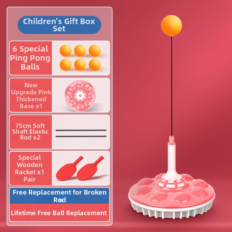Piektās paaudzes galda tenisa trenētājs mājas lietošanai ar piesūcekni un elastīgu mīkstu vārpstu; SWAY zīmols; PP materiāls; logotipa drukāšana; pielāgošana; piemērots fitnesam, tenisam un citām bumbu spēlēm