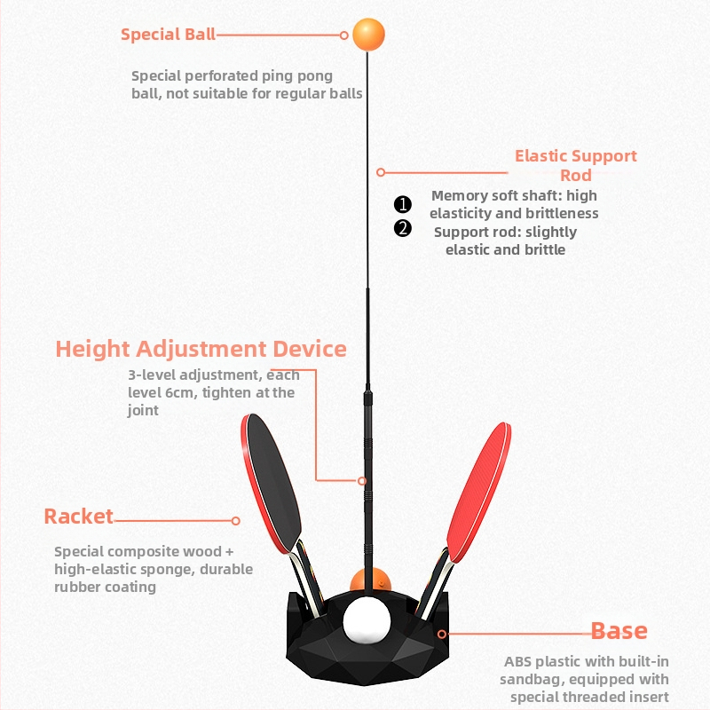 Galda tenisa trenieris ar elastīgu vārpstu – atsevišķs bērnu treniņu ierīce, PVC, Amex