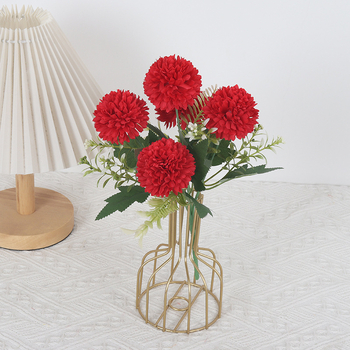 Изкуствен букет от коприна цветя, петглавен, стилна изработка, за реквизит за фотосесия и домашна декорация