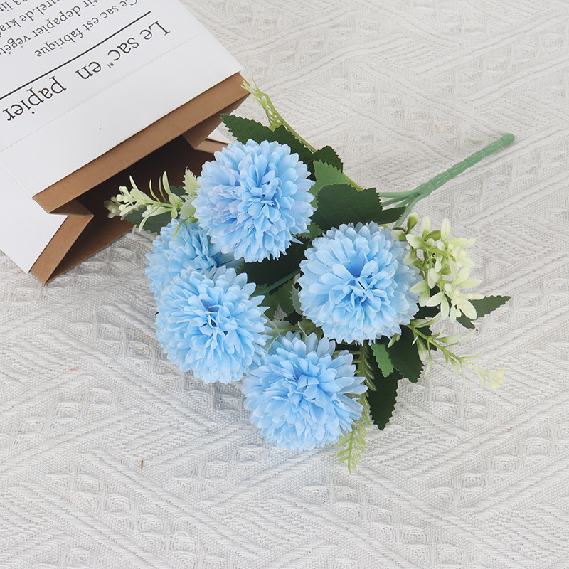 Изкуствен букет от коприна цветя, петглавен, стилна изработка, за реквизит за фотосесия и домашна декорация