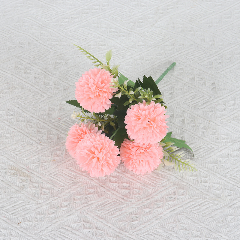 Изкуствен букет от коприна цветя, петглавен, стилна изработка, за реквизит за фотосесия и домашна декорация