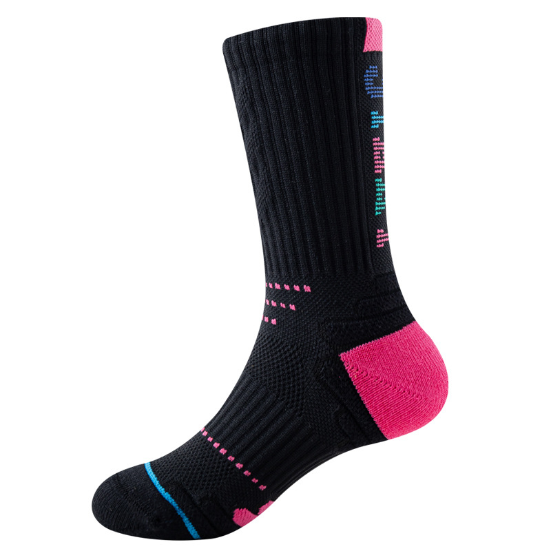 Mergaitėms skirtos sportinės kojinės su terry padu, vidutinio ilgio, 75% medvilnė, Jacquard mezgimas, kvėpuojančios ir drėgmę šalinančios, vidutinio tankio