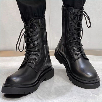 Ādas kalnu pārgājienu zābaki ar rāvējslēdzēju, augsti vīriešu zābaki, ūdensizturīgi