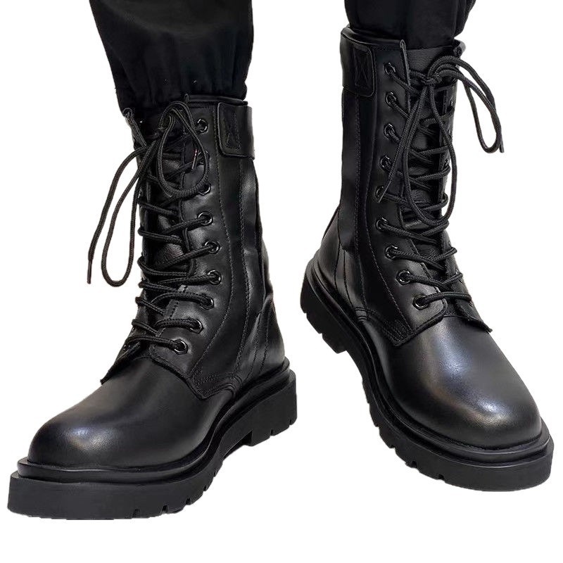 Ādas kalnu pārgājienu zābaki ar rāvējslēdzēju, augsti vīriešu zābaki, ūdensizturīgi