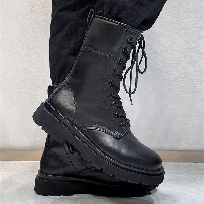 Ādas kalnu pārgājienu zābaki ar rāvējslēdzēju, augsti vīriešu zābaki, ūdensizturīgi