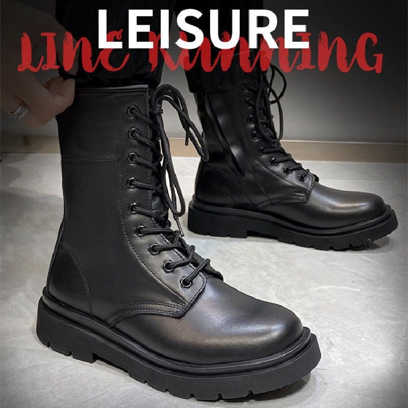 Ādas kalnu pārgājienu zābaki ar rāvējslēdzēju, augsti vīriešu zābaki, ūdensizturīgi