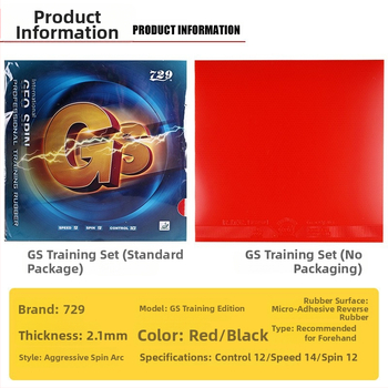 Guma pentru paleta de ping-pong – Brand 729, Număr produs GS Training Set, Tip gumă: Anti-Rubber, Specificație: Single Piece, Scop: Tenis de masă