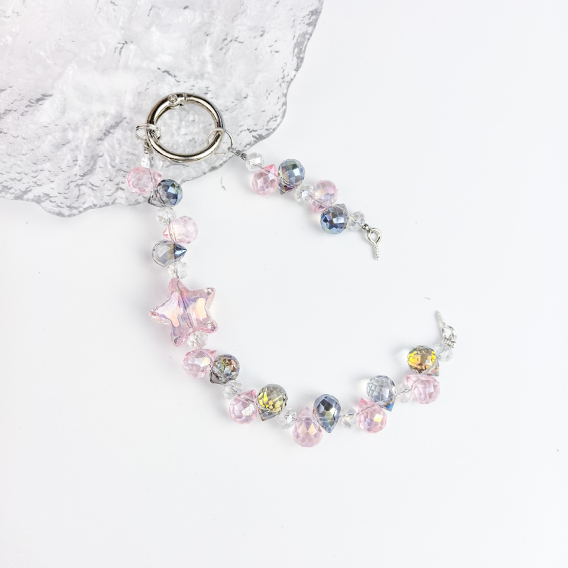 Kristāla telefona ķēde ar zemeņu pērļām, oriģinālais dizains ar atslēgas piekari, DIY draudzīgs, rudens 2025