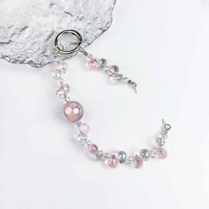 Kristāla telefona ķēde ar zemeņu pērļām, oriģinālais dizains ar atslēgas piekari, DIY draudzīgs, rudens 2025