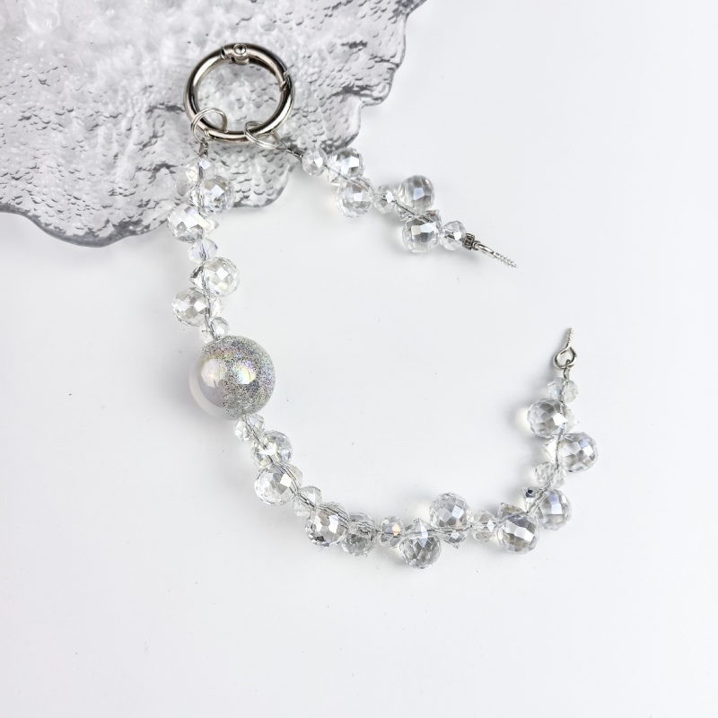 Kristāla telefona ķēde ar zemeņu pērļām, oriģinālais dizains ar atslēgas piekari, DIY draudzīgs, rudens 2025