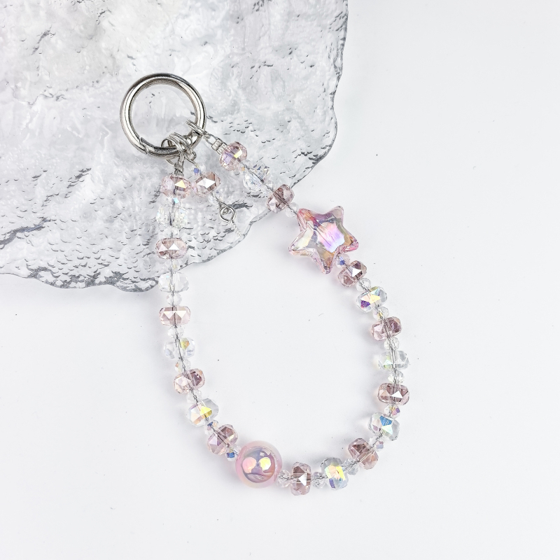 Kristāla telefona ķēde ar zemeņu pērļām, oriģinālais dizains ar atslēgas piekari, DIY draudzīgs, rudens 2025