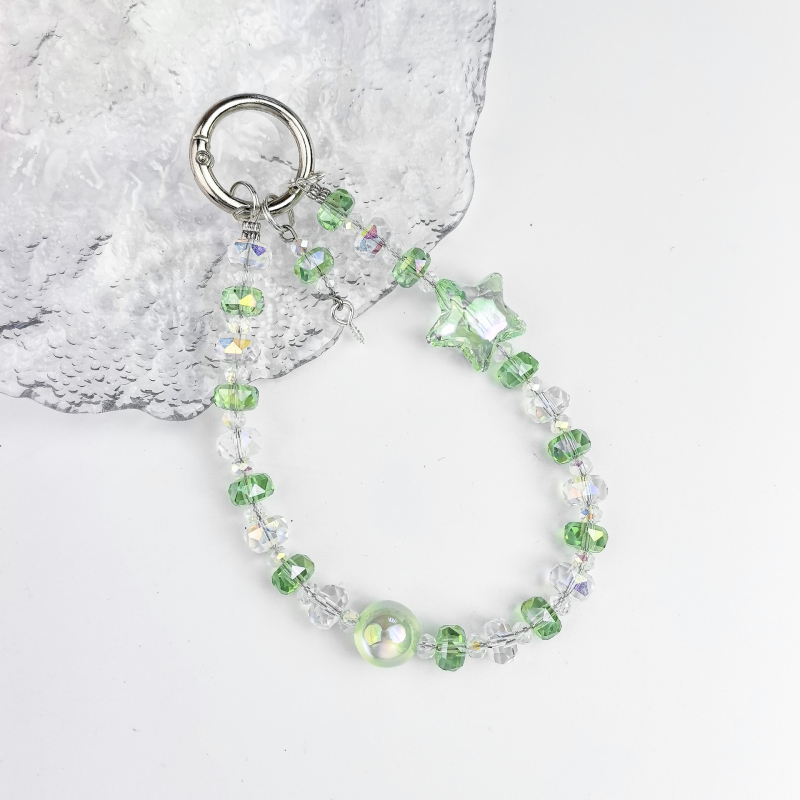 Kristāla telefona ķēde ar zemeņu pērļām, oriģinālais dizains ar atslēgas piekari, DIY draudzīgs, rudens 2025