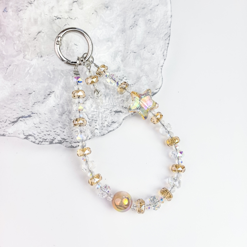 Kristāla telefona ķēde ar zemeņu pērļām, oriģinālais dizains ar atslēgas piekari, DIY draudzīgs, rudens 2025