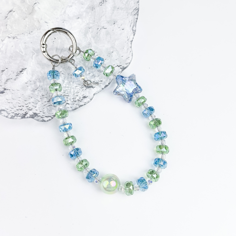 Kristāla telefona ķēde ar zemeņu pērļām, oriģinālais dizains ar atslēgas piekari, DIY draudzīgs, rudens 2025