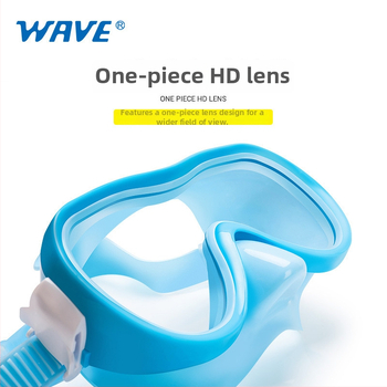 Wave Set de snorkeling pentru copii, două piese: mască din policarbonat, tub de respirație PVC semi-uscat, muștiuc moale