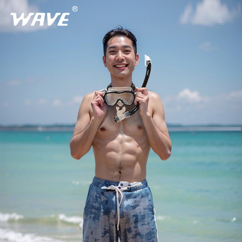 Wave Set de snorkeling pentru copii, două piese: mască din policarbonat, tub de respirație PVC semi-uscat, muștiuc moale