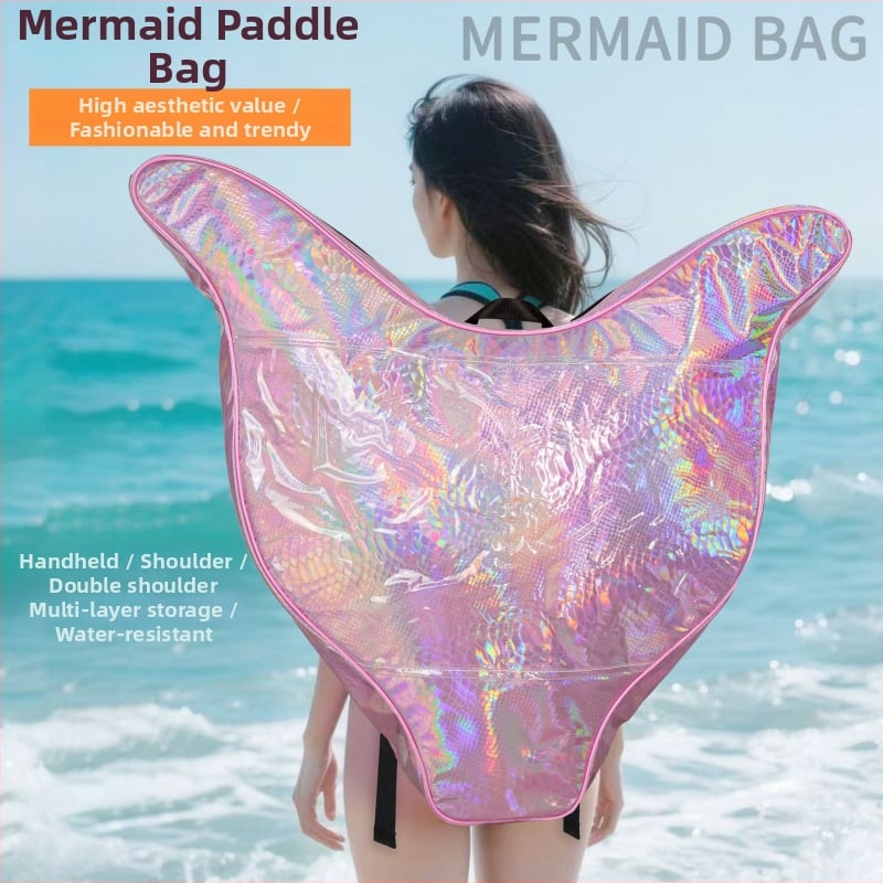 Sulankstomas vandeniui atsparus finsų krepšys nardymams su undinėlės uodegos dizainu, PVC, talpa 50, su įdėklu