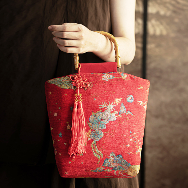 Brokato vestuvinė rankinė nacionalinio stiliaus su Can logotipu