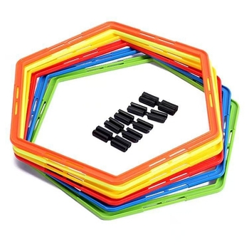 Многофункционален шестостенен агилити пръстен за тренировки на бързина и контрол на топката, подходящ за футбол и баскетбол, с катарама