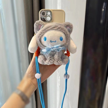 Κρεμαστό για κινητό τηλέφωνο με plush καρτούν κούκλα, κατασκευή σιλκ-σινγκ, καρτούν σχέδιο, διακοσμητική λειτουργία, ξεχωριστή συσκευασία