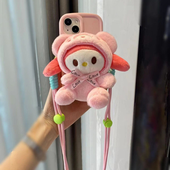 Κρεμαστό για κινητό τηλέφωνο με plush καρτούν κούκλα, κατασκευή σιλκ-σινγκ, καρτούν σχέδιο, διακοσμητική λειτουργία, ξεχωριστή συσκευασία