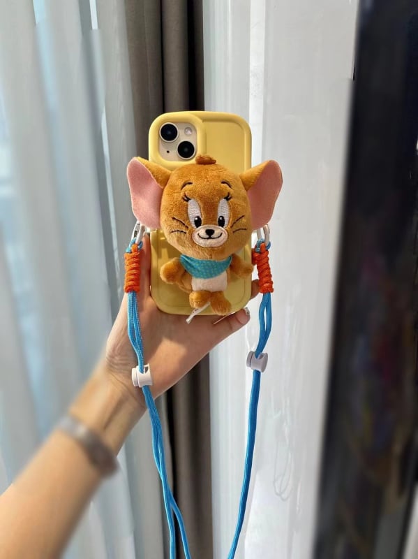 Κρεμαστό για κινητό τηλέφωνο με plush καρτούν κούκλα, κατασκευή σιλκ-σινγκ, καρτούν σχέδιο, διακοσμητική λειτουργία, ξεχωριστή συσκευασία