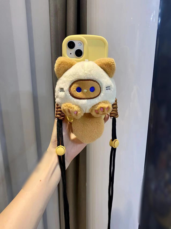 Κρεμαστό για κινητό τηλέφωνο με plush καρτούν κούκλα, κατασκευή σιλκ-σινγκ, καρτούν σχέδιο, διακοσμητική λειτουργία, ξεχωριστή συσκευασία