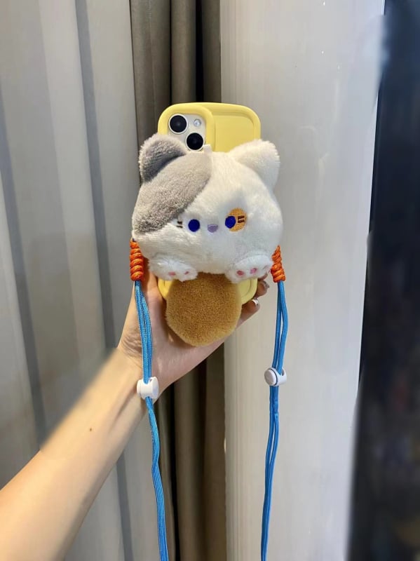 Κρεμαστό για κινητό τηλέφωνο με plush καρτούν κούκλα, κατασκευή σιλκ-σινγκ, καρτούν σχέδιο, διακοσμητική λειτουργία, ξεχωριστή συσκευασία