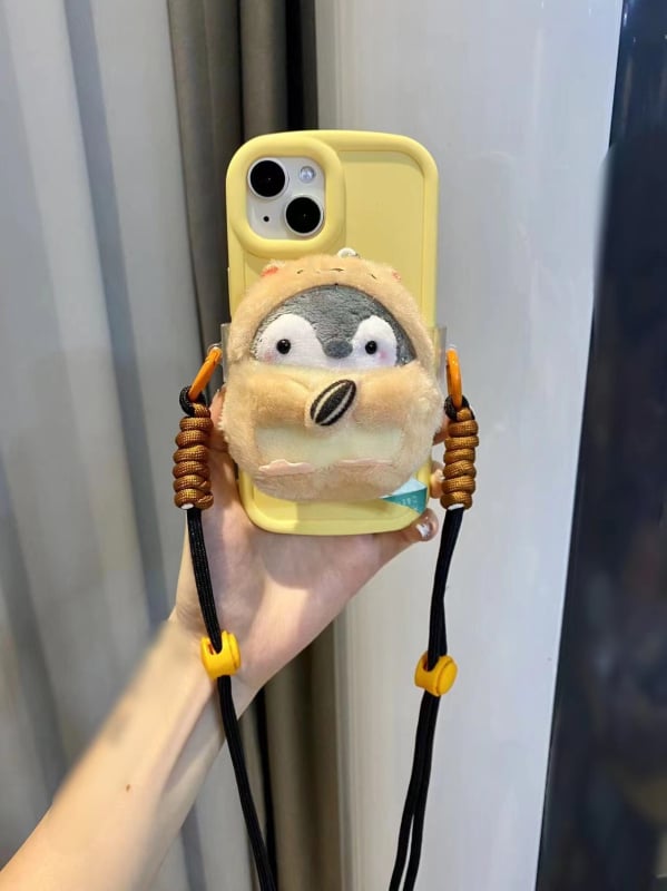 Κρεμαστό για κινητό τηλέφωνο με plush καρτούν κούκλα, κατασκευή σιλκ-σινγκ, καρτούν σχέδιο, διακοσμητική λειτουργία, ξεχωριστή συσκευασία