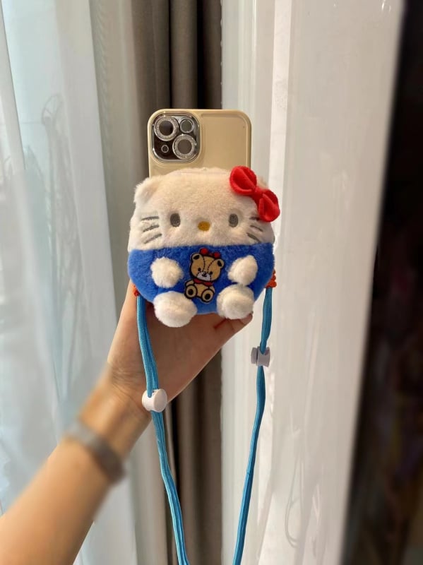 Κρεμαστό για κινητό τηλέφωνο με plush καρτούν κούκλα, κατασκευή σιλκ-σινγκ, καρτούν σχέδιο, διακοσμητική λειτουργία, ξεχωριστή συσκευασία