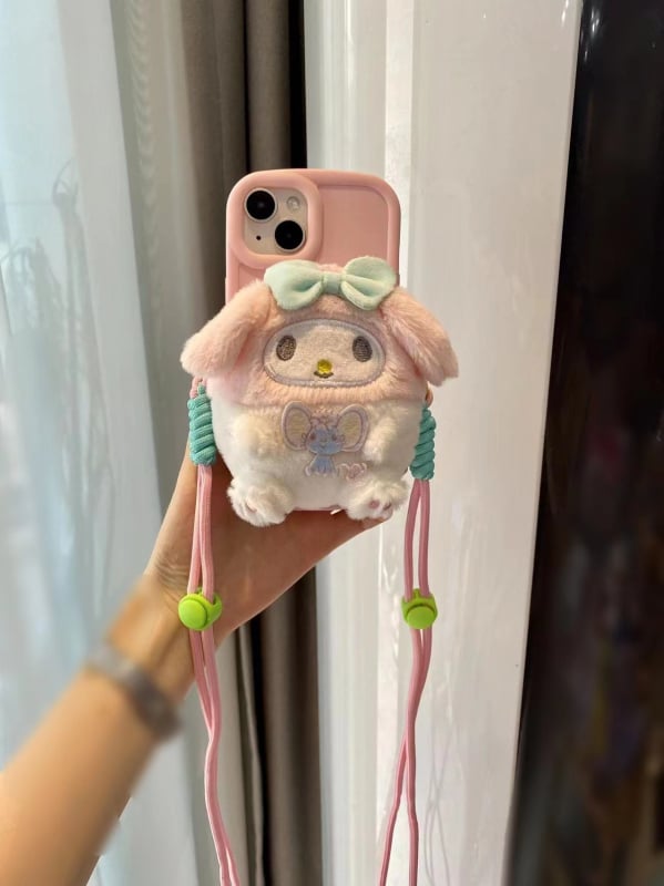 Κρεμαστό για κινητό τηλέφωνο με plush καρτούν κούκλα, κατασκευή σιλκ-σινγκ, καρτούν σχέδιο, διακοσμητική λειτουργία, ξεχωριστή συσκευασία