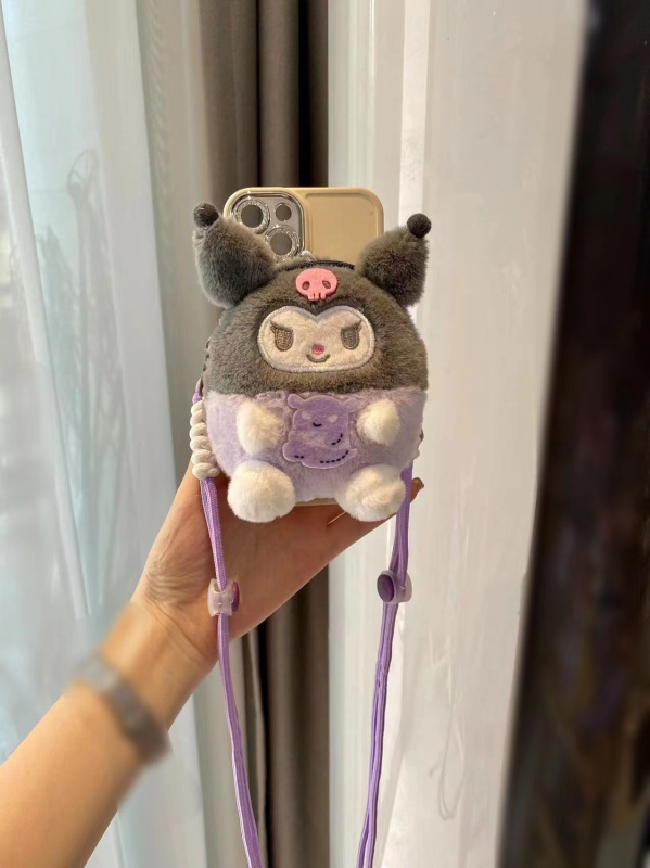 Κρεμαστό για κινητό τηλέφωνο με plush καρτούν κούκλα, κατασκευή σιλκ-σινγκ, καρτούν σχέδιο, διακοσμητική λειτουργία, ξεχωριστή συσκευασία