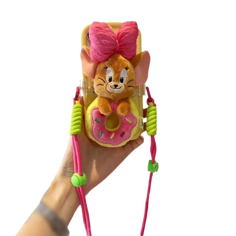 Κρεμαστό για κινητό τηλέφωνο με plush καρτούν κούκλα, κατασκευή σιλκ-σινγκ, καρτούν σχέδιο, διακοσμητική λειτουργία, ξεχωριστή συσκευασία